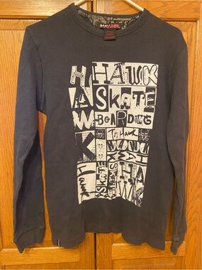 Tony Hawk Black Crewneck Sweater with White Graphic Print